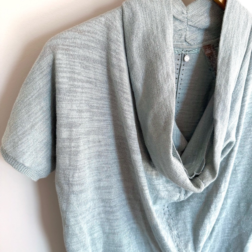 Anthropologie Knitted & Knotted Celise Pullover Blue Sparkle Cowl Neck Sweater - Picture 5 of 14